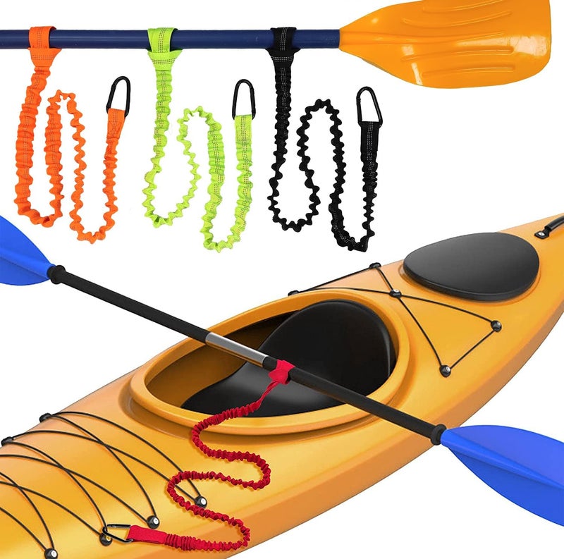 Lvsnro Paddle Leash Kayak Paddle Holder Tool Lanyard - 2 Pack Stretchable Paddle Strap with Carabiner Secure Leash Lanyard Rope for SUP Kayak Canoe Paddle Fishing Pole Rod - Image 1